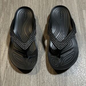 CROCS Black Sandals with Rhinestone Accents